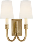 Visual Comfort Modern Library Double Sconce with Linen Shade