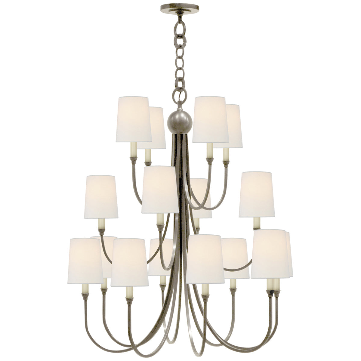 Visual Comfort Reed Extra Large Chandelier with Linen Shades