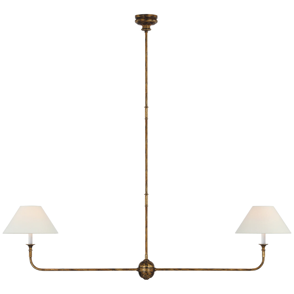 Visual Comfort Piaf Large 2-Light Linear Pendant with Linen Shade