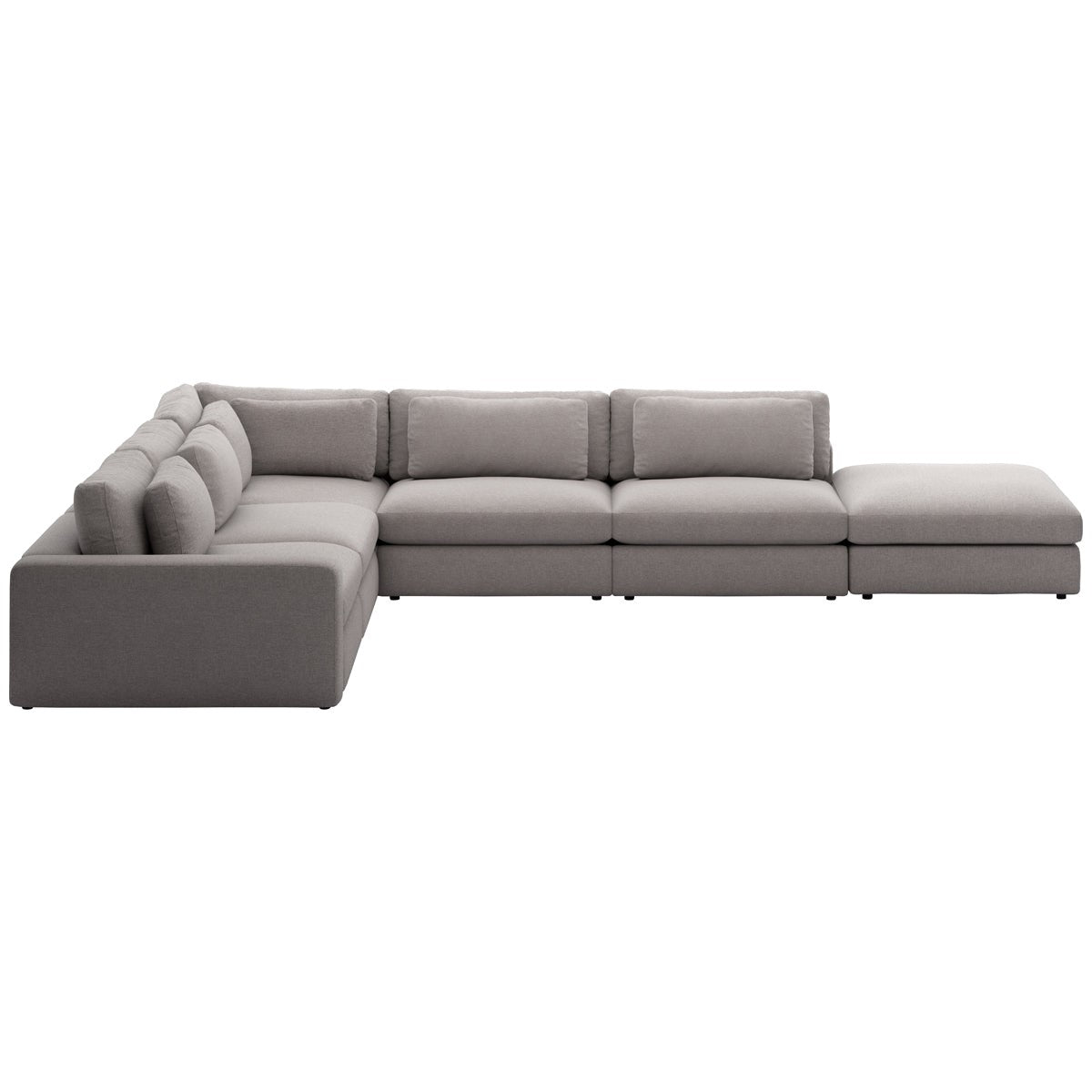 Four Hands Atelier Bloor 5-Piece Pewter RAF Sectional with Ottoman