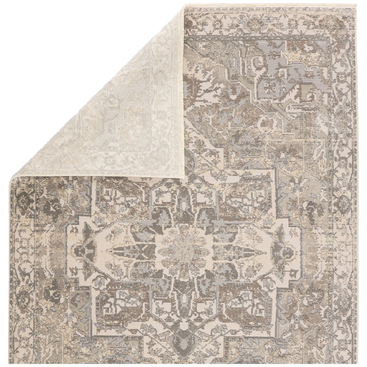 Jaipur Vienne Alain Medallion Border Gray Cream VNE01 Rug