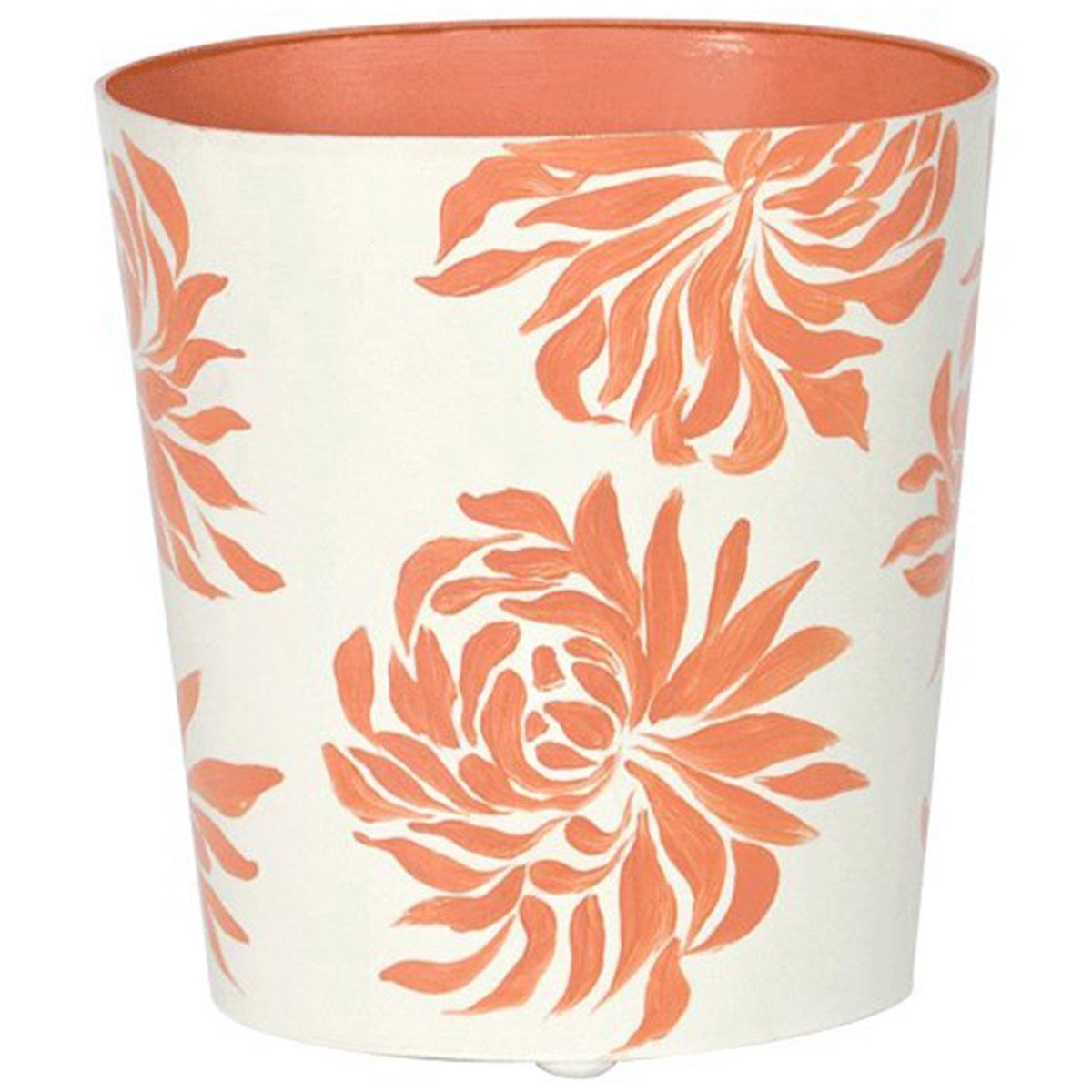 Worlds Away Oval Floral Wastebasket