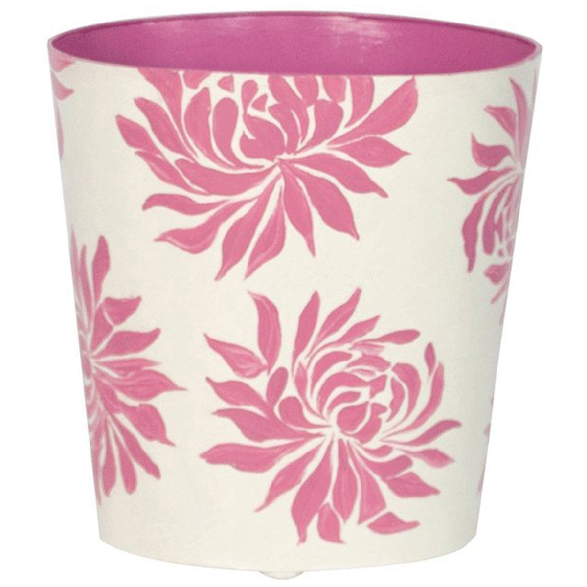 Worlds Away Oval Floral Wastebasket