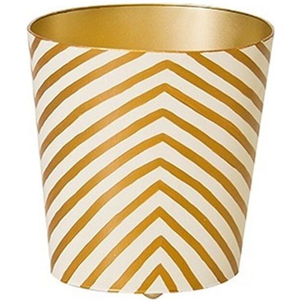 Worlds Away Gold and Cream Zebra Wastebasket