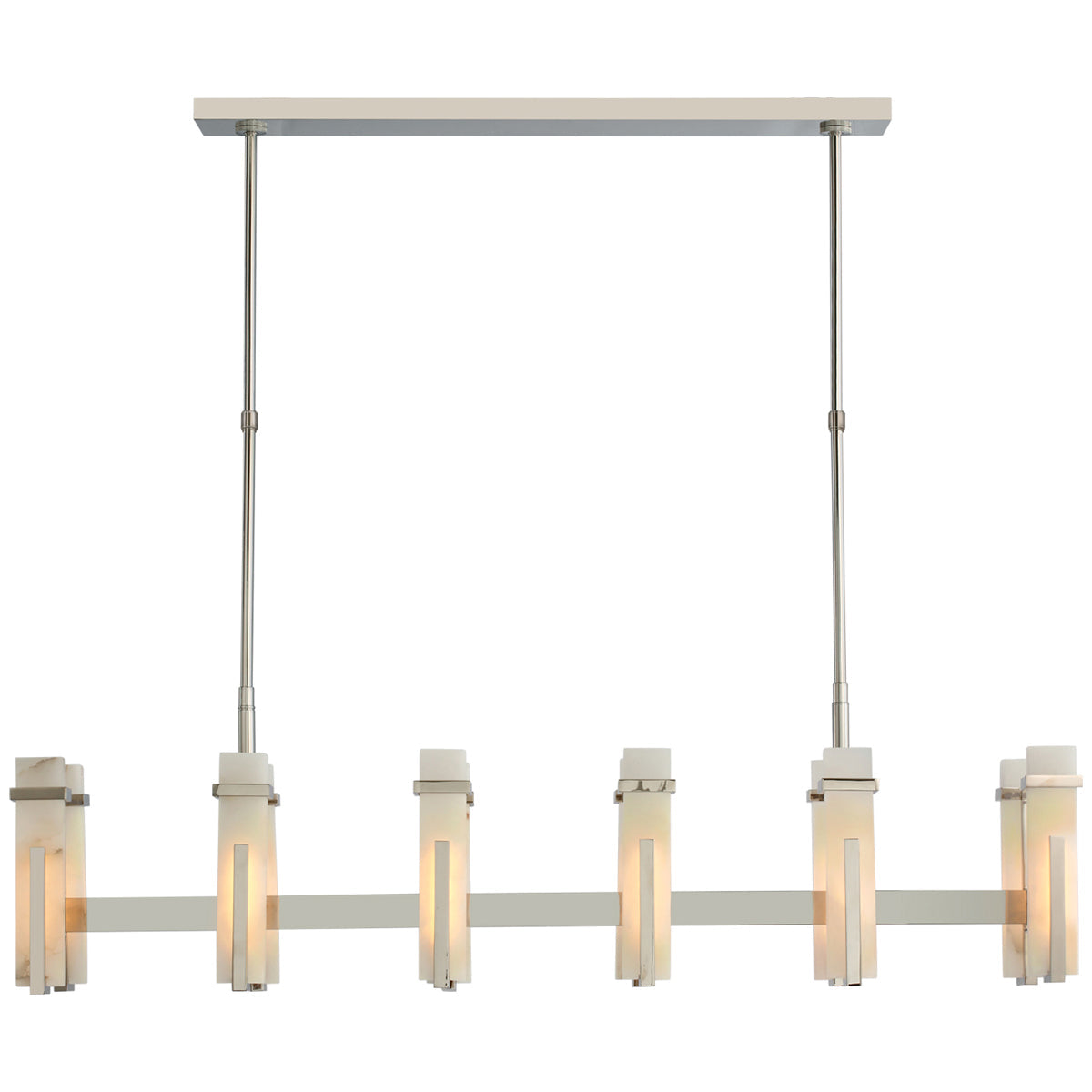 Visual Comfort Malik Large Linear Chandelier with Alabaster