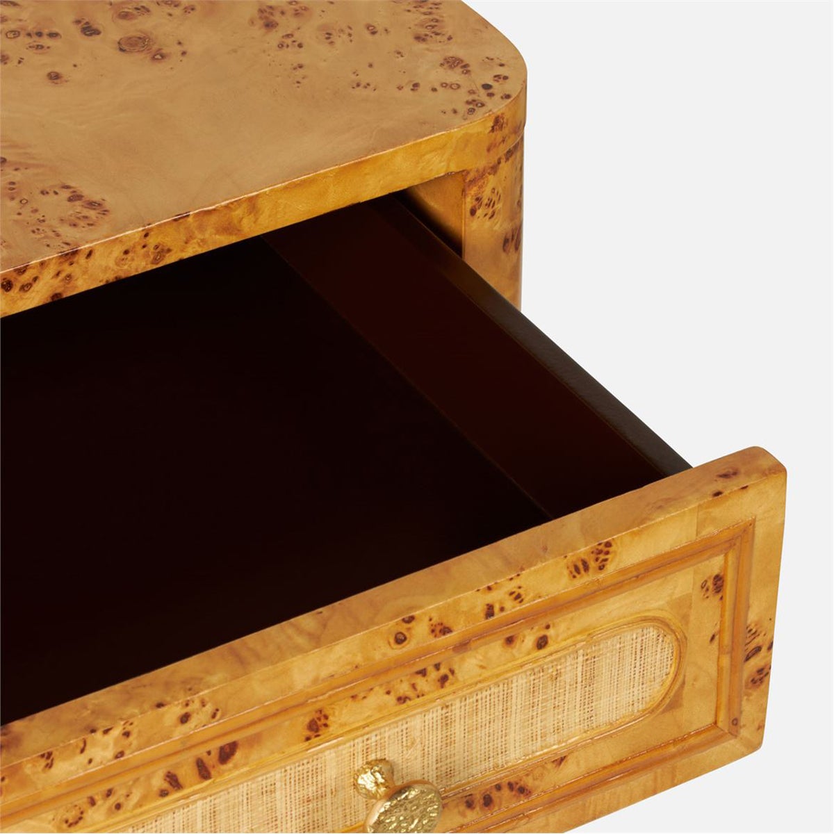 Made Goods Beaumont Double Burl Nightstand with Raffia Panels