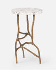 Made Goods Genevier Brass Tripod Base Side Table in Shell